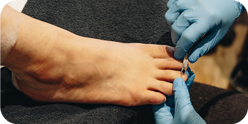 Cuticle work on toenails